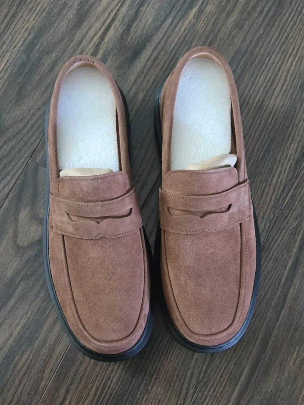 BEAUSEEN Classic Style Brown Faux Suede Penny Loafers NEW/SIZE 9.5